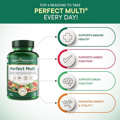 Purity Products Perfect Multi - Multivitamin Packed with Vitamins, Minerals and Phytonutrients - 60 Breakthrough Nutrients - Support for Healthy Immunity, Normal Energy Levels - 120 Capsules (1)