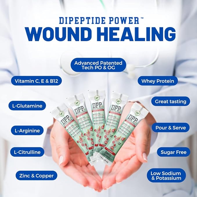 Nutritional Designs DPP Dipeptide Power Liquid Collagen & Whey Protein Supplement, Sugar-Free, Promotes Healthy Skin & Hair for Men & Women, Cherry, Single Serve Packet, 1 oz (25 Packets)