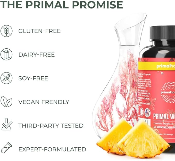 Primal Harvest Multivitamin for Women Vitamin A, Vitamin C, Vitamin D and E, Vitamin B12, B6, Biotin, Zinc Supplements, 30 Capsules (Womens 2 Pack)