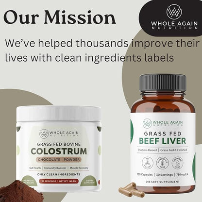 Grass Fed Beef Liver Capsules - 100% Pasture Raised - No Fillers or Flow Agents - 120 Count 3,000mg Serving - 30-Day Supply - Iron and Energy - Grass fed Desiccated Liver Supplement