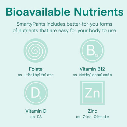 SmartyPants Prenatal Vitamins for Women, Multivitamin Gummies: Pre and Postnatal Vitamins, Biotin, Methylfolate, Vitamin D3, C, Vitamin B12, B6, Vitamin A, K & Zinc, 60 Count (30 Day Supply)