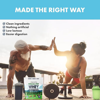 Opportuniteas Grass Fed Whey Isolate Protein Powder - Unflavored 28g Protein Powder Without Artificial Sweeteners, Hormone-Free Cows, Non GMO - 2.5lb