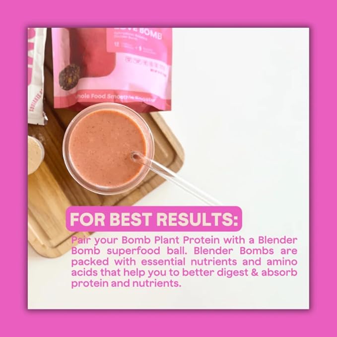 The Bomb Co. Bomb Plant Protein, Protein Powder with 20g Protein, Amino Acids, Zero Sugar, Pea Protein, Chia Seeds, Pumpkin Seeds, Vanilla & Monk Fruit, Gluten Free, Vanilla Flavor, 20 Srvgs