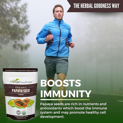 Organic Papaya Seeds Powder 4oz - 100% Natural Cleanse with Papain for Gut & Digestive Health Support - Papaya Seed for Body Detox & Colon Broom Formula - 1 Pack