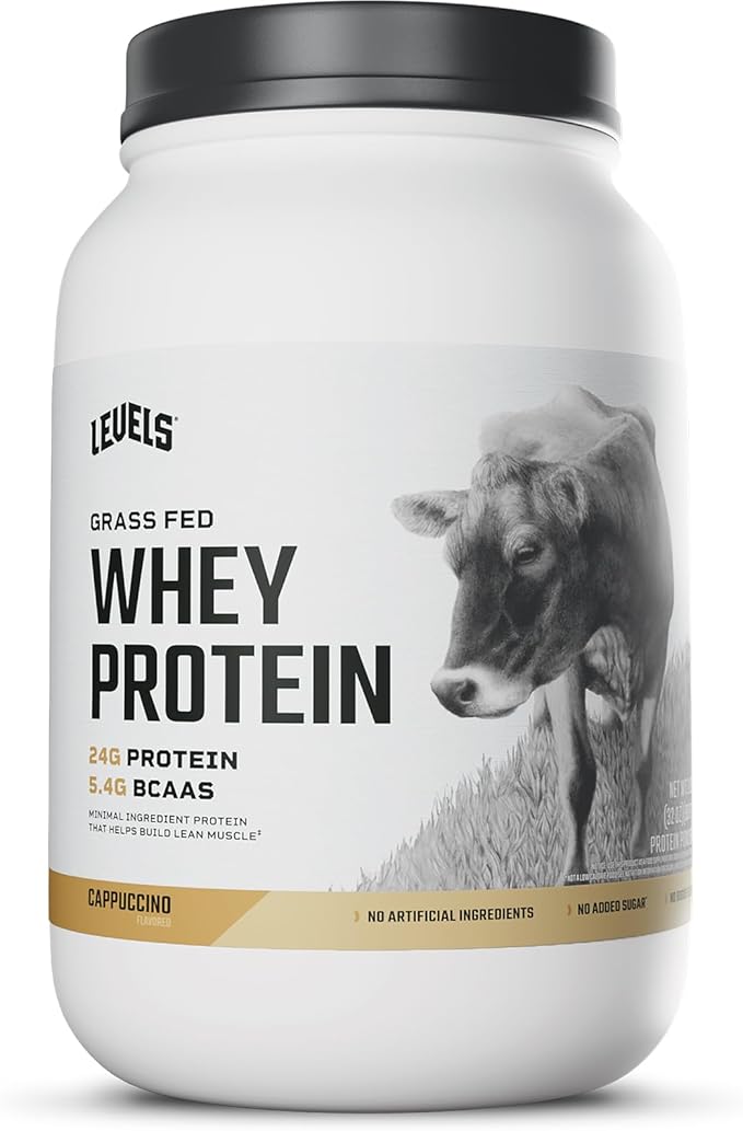 Levels Grass Fed Whey Protein Powder, No Artificials, 24G of Protein, Cappuccino, 2LB
