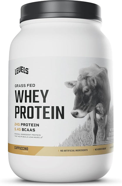 Levels Grass Fed Whey Protein Powder, No Artificials, 24G of Protein, Cappuccino, 2LB