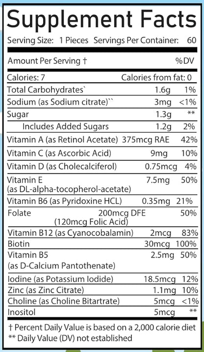 Kids' Multivitamin Pectin Gummies: Fueling Young Minds and Bodies with Two Months of Supply! 100% Biotin Daily Intake, Vitamin B12, B6, B5, A, C, D, Iodine Rich (60 Count)