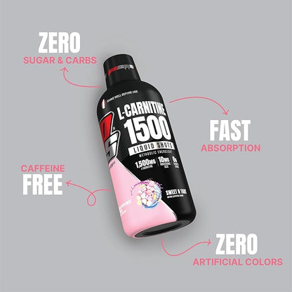 PROSUPPS L-Carnitine Stimulant Free Liquid Shots for Men & Women - Workout Drink for Performance & Muscle Recovery - Clean Energy, No Sugar, No Carbs (31 Servings, 1500 Sweet-N-Tart)
