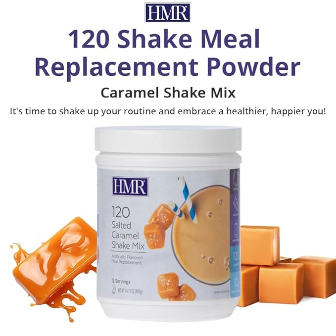 HMR 120 Shake Meal Replacement Powder | Salted Caramel Shake Mix to Support Healthy Weight Loss | 12g of Protein | Nutritional Drink | Low Calorie Food | 12 Servings