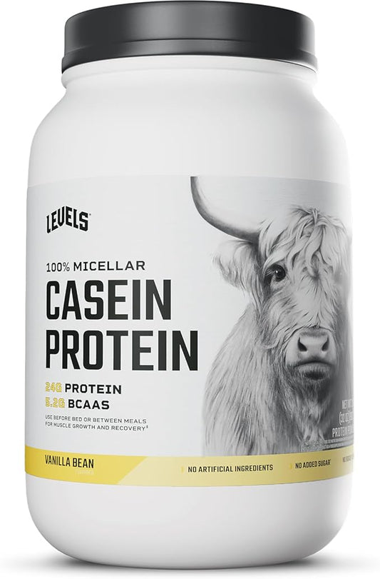 Levels 100% Micellar Casein Protein, Hormone Free, Vanilla Bean, 2LB