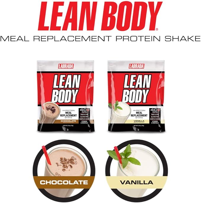 Labrada Lean Body MRP All-In-One Vanilla Meal Replacement Shake, 40g Protein, Whey Blend, 8g Healthy Fats EFA's & Fiber, 22 Vitamins and Minerals , No artificial color, Gluten Free, (42 Packets)