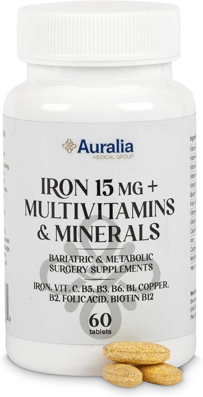 Bariatric Multivitamin Iron Calcium B12 Vitamins 1 PER Day for Gastric Sleeve Bypass Surgery Supplements 60 Tablets Each (2-Month Supply)
