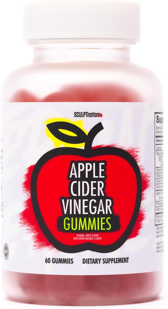 Sculpt Nation by V Shred Apple Cider Vinegar Gummies - Healthy Superfood Snack, Metabolism and Digestion Support - 60 ACV Keto Gummies