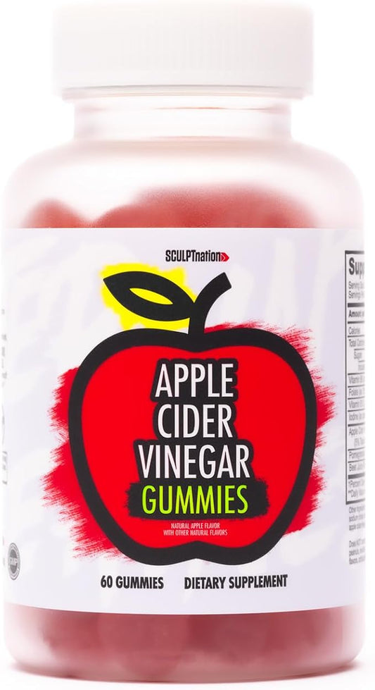 Sculpt Nation by V Shred Apple Cider Vinegar Gummies - Healthy Superfood Snack, Metabolism and Digestion Support - 60 ACV Keto Gummies