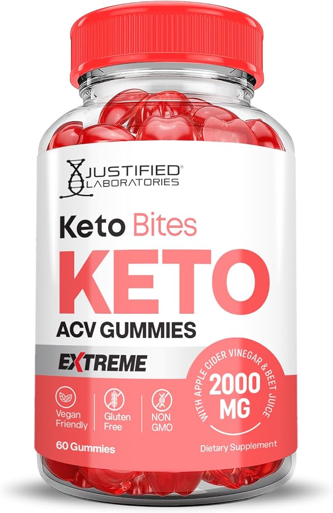Keto Bites Keto ACV Gummies Extreme Formula 2000MG Vegan Non GMO with Pomegranate Juice Beet Root B12 60 Gummys