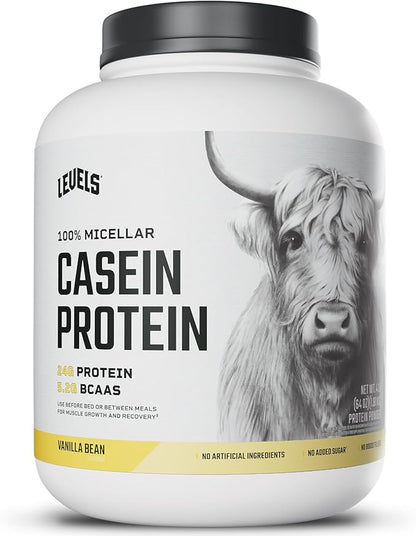 Levels 100% Micellar Casein Protein, Hormone Free, Vanilla Bean, 4LB