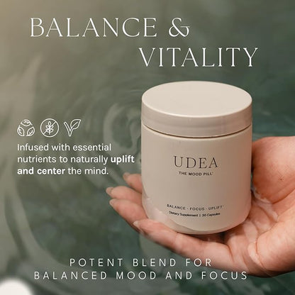 UDEA Wellness - The Mood Pill Daily Supplement For Cognitive Support | Clean Supplements for Vitality (30 Capsules)