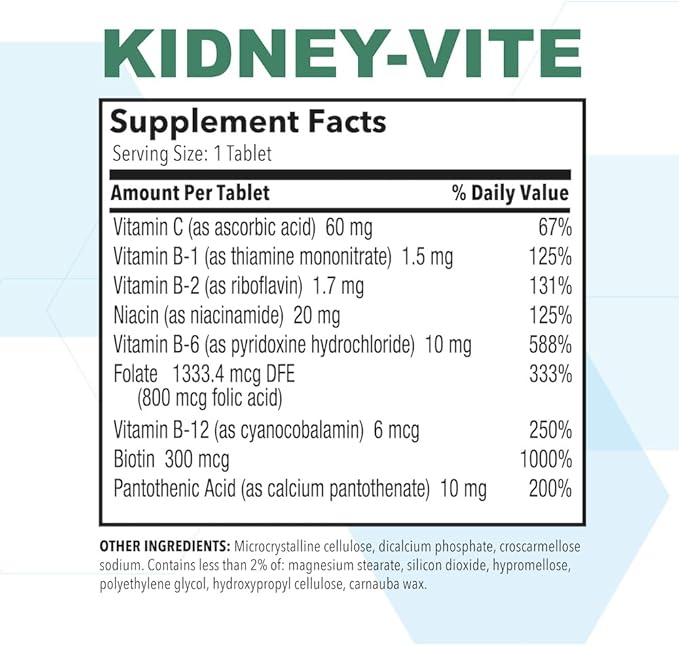 Puregen Labs Kidney-Vite | Premier Kidney, Renal Support | Non-GMO, Gluten-Free, No Artificial Color Additives | 2 Pack – Total 200 Tablets