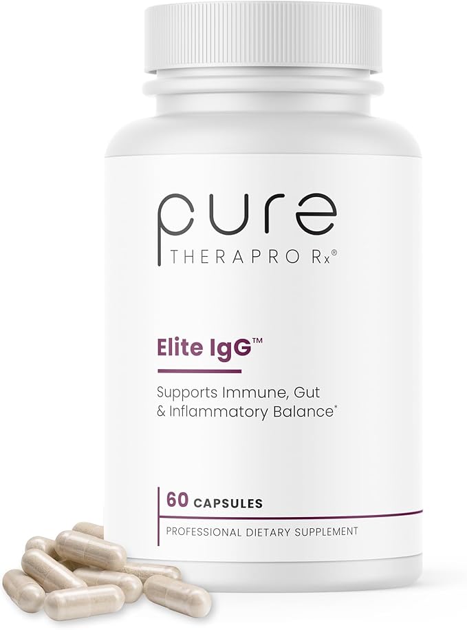 Pure Therapro Rx Elite IgG Immunoglobulin Supplement | 1100+ mg IgG, IGA & IgM Serum Derived Immunoglobulins (SBI) | Colostrum Supplement Alternative | Gluten, Dairy & GMO Free (60 Capsules)