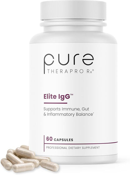 Pure Therapro Rx Elite IgG Immunoglobulin Supplement | 1100+ mg IgG, IGA & IgM Serum Derived Immunoglobulins (SBI) | Colostrum Supplement Alternative | Gluten, Dairy & GMO Free (60 Capsules)