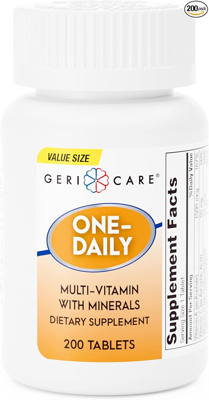 GeriCare One-Daily Multi-Vitamin & Minerals, Dietary Suplement Tablets (200 Count (Pack of 1))