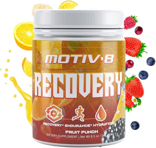Motiv-8 Recovery Hydration and Recovery, Electrolyte Recovery Drink, Increased Endurance, Enhances Recovery, Sugar-Free (60 Servings, Fruit Punch)