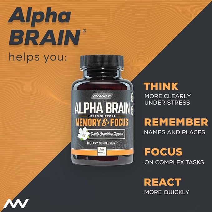 ONNIT Alpha Brain Nootropic Brain Supplement for Men & Women | Memory, Mental Clarity & Cognitive Improvement | Focus Capsules with L-Theanine, Vitamin B6 & Phosphatidylserine (90 Count)