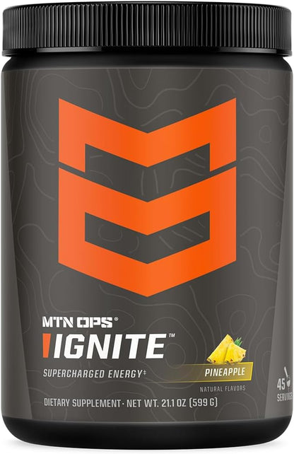 MTN OPS Ignite Supercharged Energy Drink Mix 45-Serving Tub, Pineapple Crush