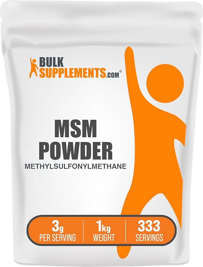 BulkSupplements.com MSM Powder - Methylsulfonylmethane, MSM Supplement - MSM Pure Powder, MSM 3000mg - for Joint Health, Gluten Free, 3000mg per Serving, 1kg (2.2 lbs) (Pack of 1)