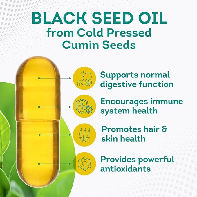 PurePremium Black Seed Oil 500mg - Organic Nigella Sativa Seeds - Cold Pressed Black Cumin Seed Oil Extract - Hair & Skin Blackseed Oil Supplement for Men and Women - 3 Months Supply - 90 Capsules