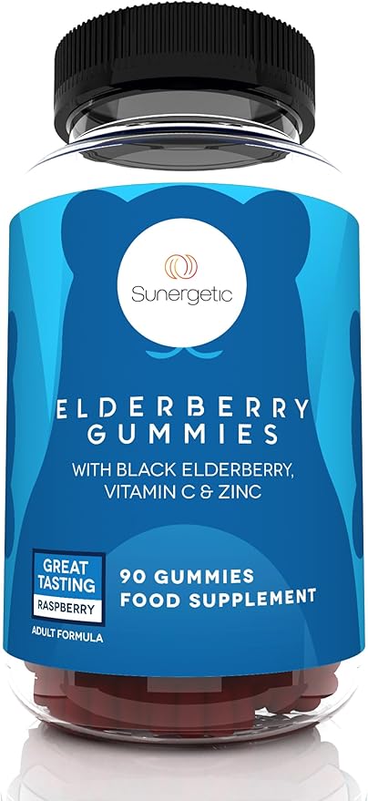 Premium Black Elderberry Gummies – Black Elderberry with Vitamin C & Zinc – Helps Support Immune System – Great Tasting Sambucus Elderberry Gummies – Raspberry Flavored Elderberry Gummies – 90 Gummies