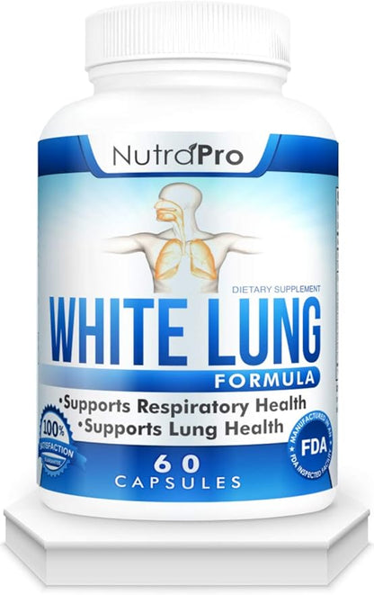 White Lung by NutraPro - Lung Cleanse And Detox.Support Lung Health. Supports Respiratory Health. 60 Capsule - Made in GMP Certified Facility.