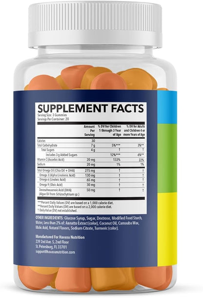 Omega 3 Kids Gummies | Omega 3-6-9 Vegetarian Plant-Based Fish Oil for Kids | EPA + DHA for Kids 2+ | Body & Brain Development | No Fishy Taste | Lemon & Orange Flavors | 60 Vegan Fish Oil Gummies