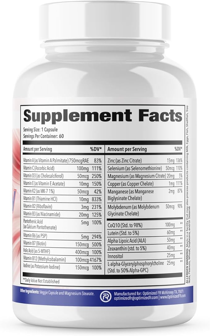 Fit4Duty Multivitamin+ for First Responders, One a Day Multivitamin Plus Other nutrients, 60 Servings, 2 Month Supply