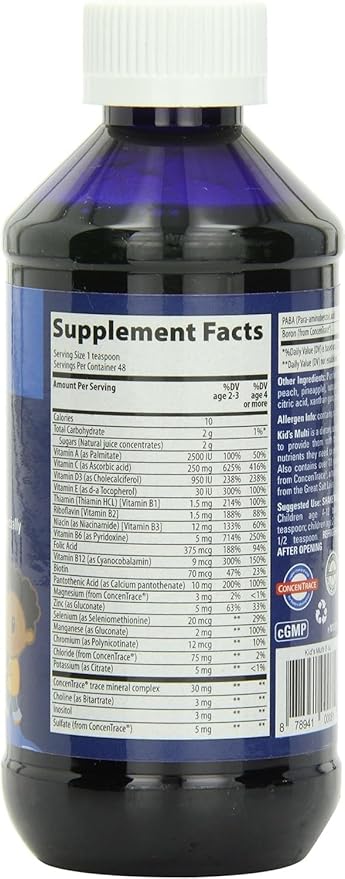 Trace Minerals | Kid's Multi Liquid Multivitamin Supplement with Vitamin C, Zinc, & Minerals | Supports Healthy Bones and Immunity | Natural Citrus Punch Flavor | 48 Servings, 8 fl oz (1 Pack)