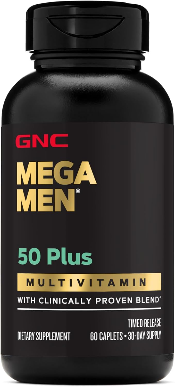 GNC Mega Men 50 Plus Multivitamin | Antioxidants | Heart Health | Prostate and Circulatory Support | 60 Count