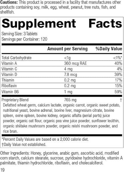 Standard Process Catalyn - Whole Food Foundational Support for General Wellbeing with Vitamin D, Vitamin C, Vitamin A, Thiamine, Riboflavin, Vitamin B6, Magnesium Citrate, and More - 360 Tablets