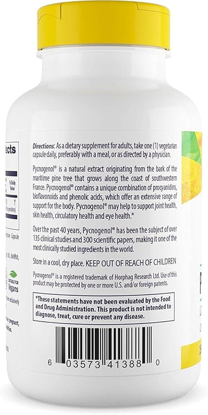 Healthy Origins Pycnogenol 100 mg - Premium Pine Bark Extract - French Maritime Pine Bark Extract for Heart Health, Skin Care & More - Gluten-Free & Non-GMO Supplement - 120 Veggie Caps