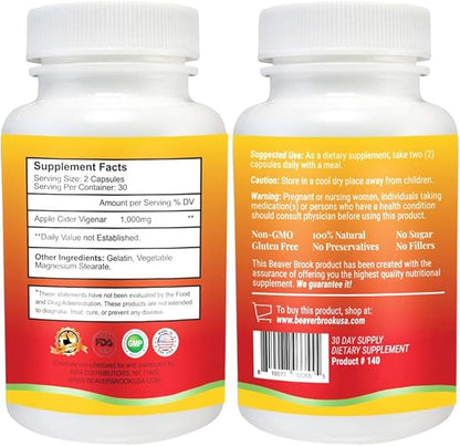 Apple Cider Vinegar All Natural Dietary Supplement – 60 Capsules
