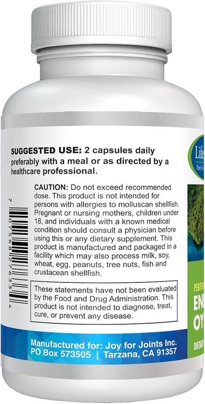 Energize Oyster Extract Supplement for Men & Women - Zinc, Taurine, Amino Acids - Supports Energy, 500 mg, 60 Veg Capsules