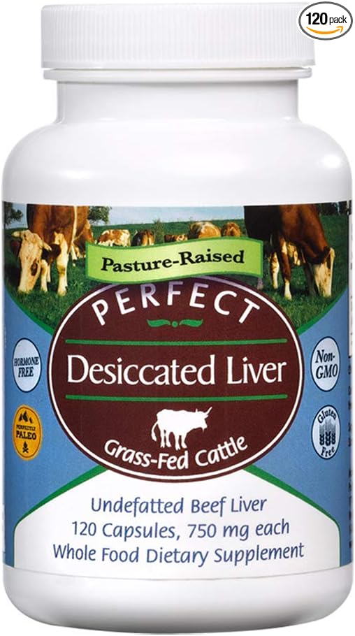 Perfect Supplements – Perfect Desiccated Liver – 120 Capsules – Undefatted Beef Liver – Natural Source of Protein, Iron, Vitamins A & B – 2 Pack