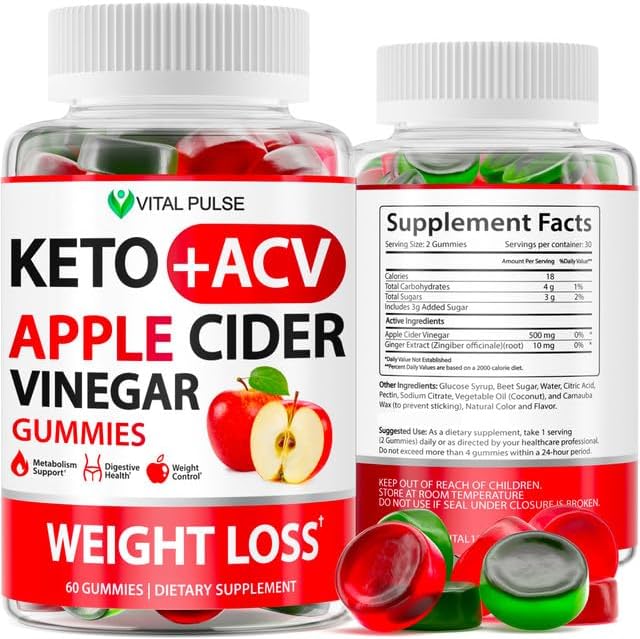 Keto ACV Gummies with Immune Support & Digestive Health - Natural, Non-GMO, Gluten-Free - USA Made