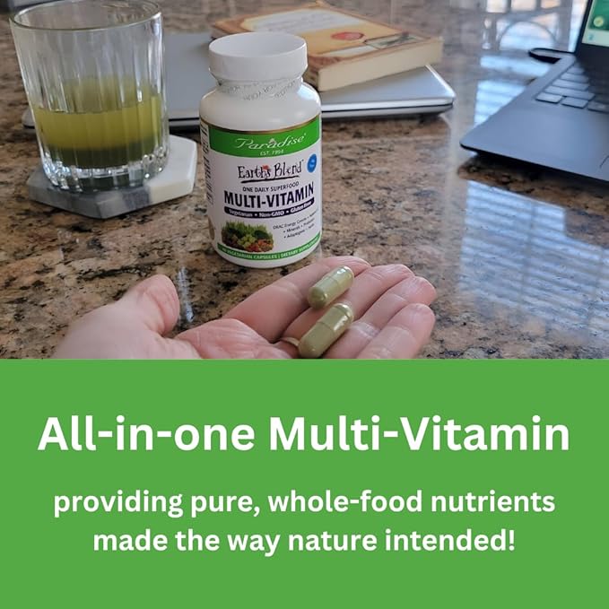Paradise Herbs Earth's Blend Women's One Daily Multivitamin with Iron, 48 Organic Superfoods, Probiotics, Antioxidants, Vitamins A, B12, C, D, K2, Daily Superfood, 30 Capsules