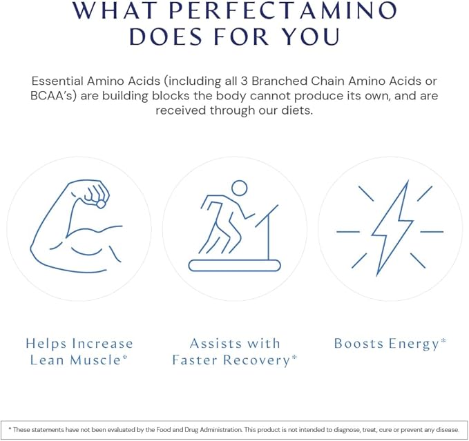 BodyHealth PerfectAmino, Essential Amino Acid with BCAAs + Lysine, Phenylalanine, Threonine, Methionine, Tryptophan, Supplement for Muscle Mass Production, Recovery & Strength (600 ct)