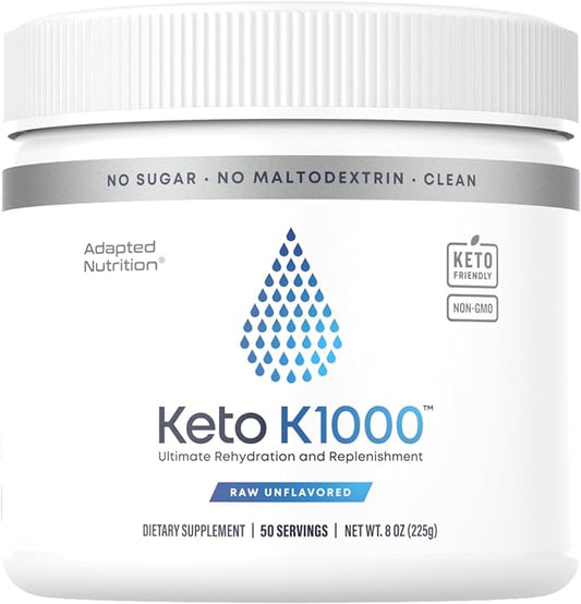 Hi-Lyte Keto K1000 Electrolyte Powder | Unflavored | Hydration Supplement Drink Mix | Boost Energy & Beat Leg Cramps | No Sugar, No Stevia, No Maltodextrin | 50 Servings