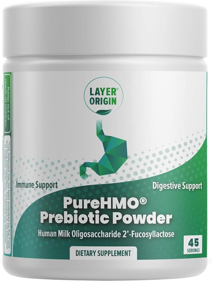 Layer Origin | PureHMO Human Milk Oligosaccharide (HMO 2'-FL) Prebiotic Powder - Feed 200 Billion Probiotics/Scoop, 45 Servings