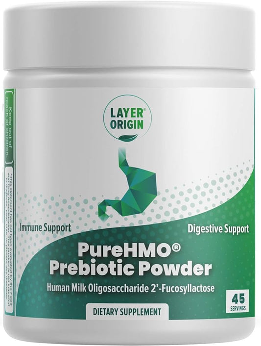Layer Origin | PureHMO Human Milk Oligosaccharide (HMO 2'-FL) Prebiotic Powder - Feed 200 Billion Probiotics/Scoop, 45 Servings