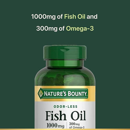 Nature's Bounty Fish Oil, Dietary Supplement, Omega 3, Supports Heart Health, 1000 Mg, 220 Coated Softgels