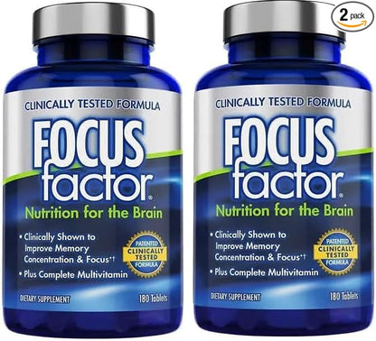 Generic (Pack of 2) Brain Supplement Multivitamin Improve Memory and Clarity Boost Concentration Neuro Energy Learning Reasoning for Men and Women 180 Tablets(Total 360 Tablets)