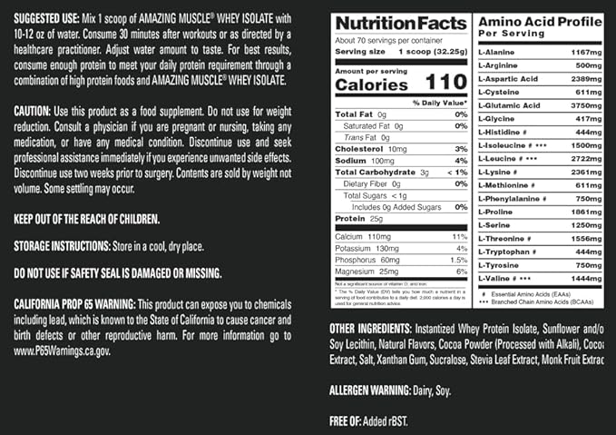 Whey Protein Isolate Powder | 25 Grams Protein Per Serving | 100% Whey Isolate | Zero Fat | Made in USA (5 Lb, Chocolate)